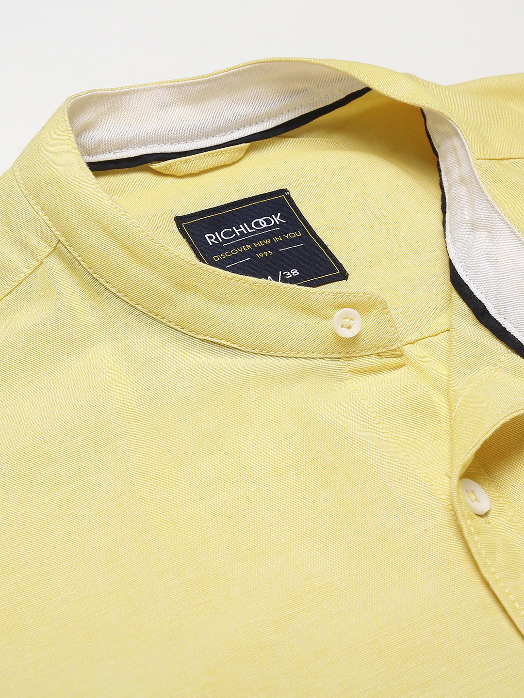 Men Yellow Slim Fit Solid Casual Shirt