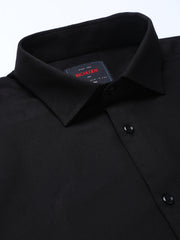 Men Black Regular Fit Solid Formal Shirt