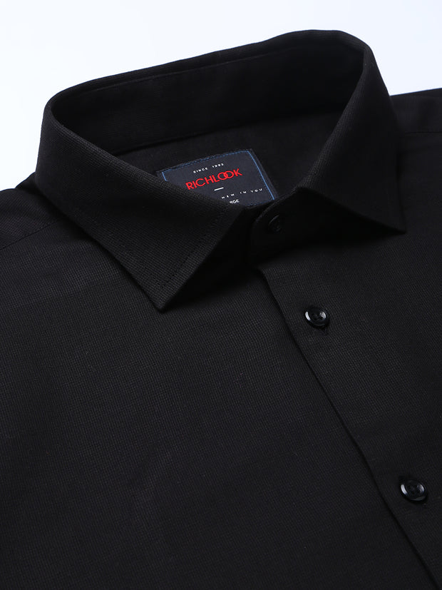 Men Black Regular Fit Solid Formal Shirt