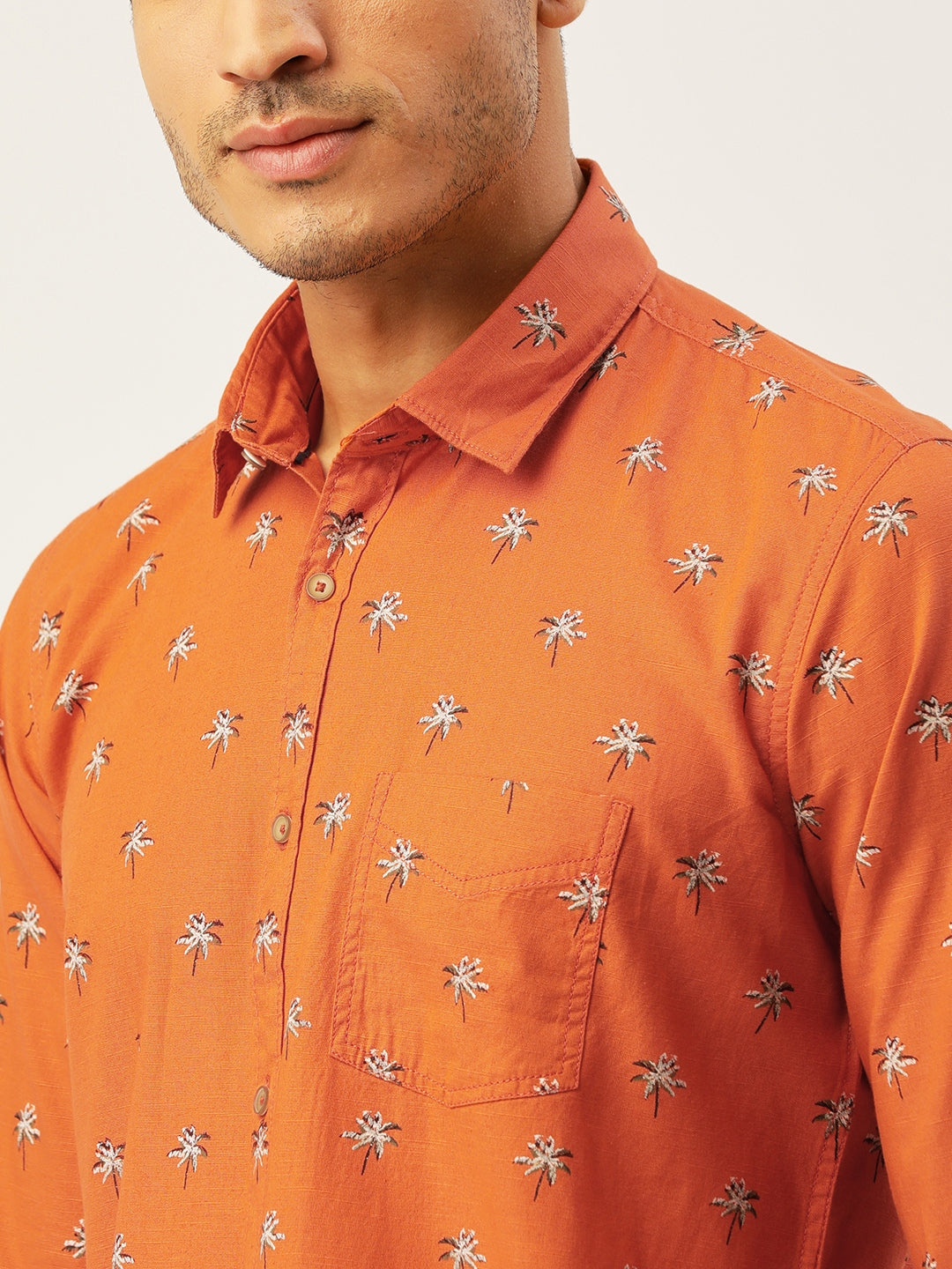 Orange Slim Fit Casual Shirt