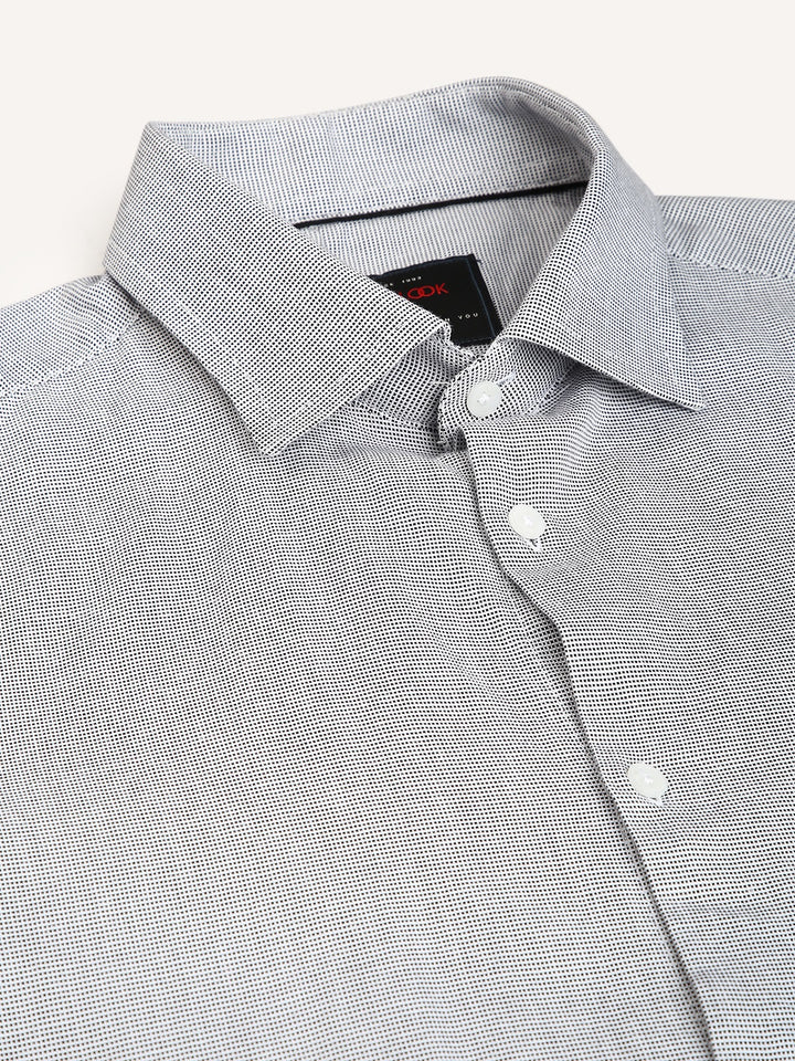 Men Grey Regular Fit Solid Formal Shirt