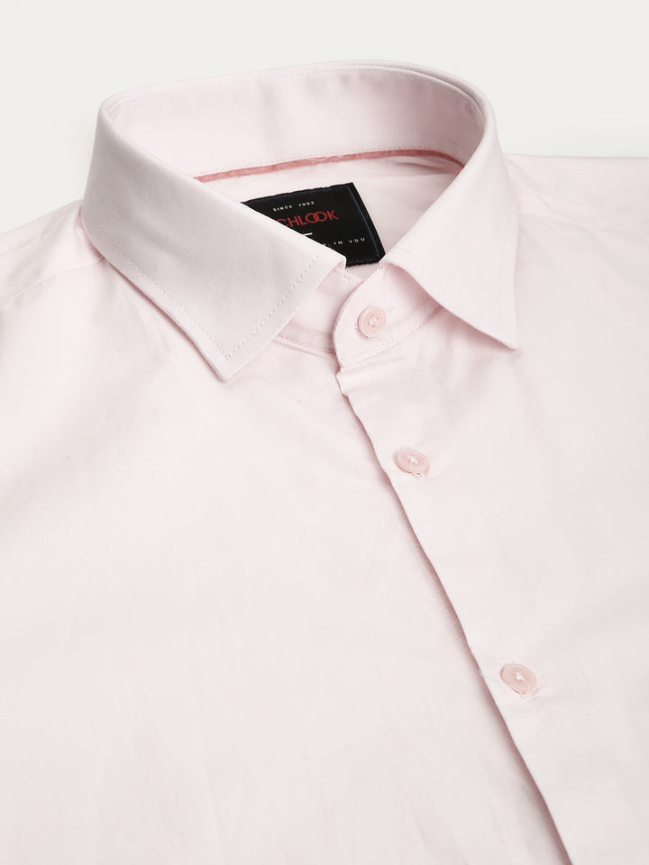 Men Pink Regular Fit Solid Formal Shirt