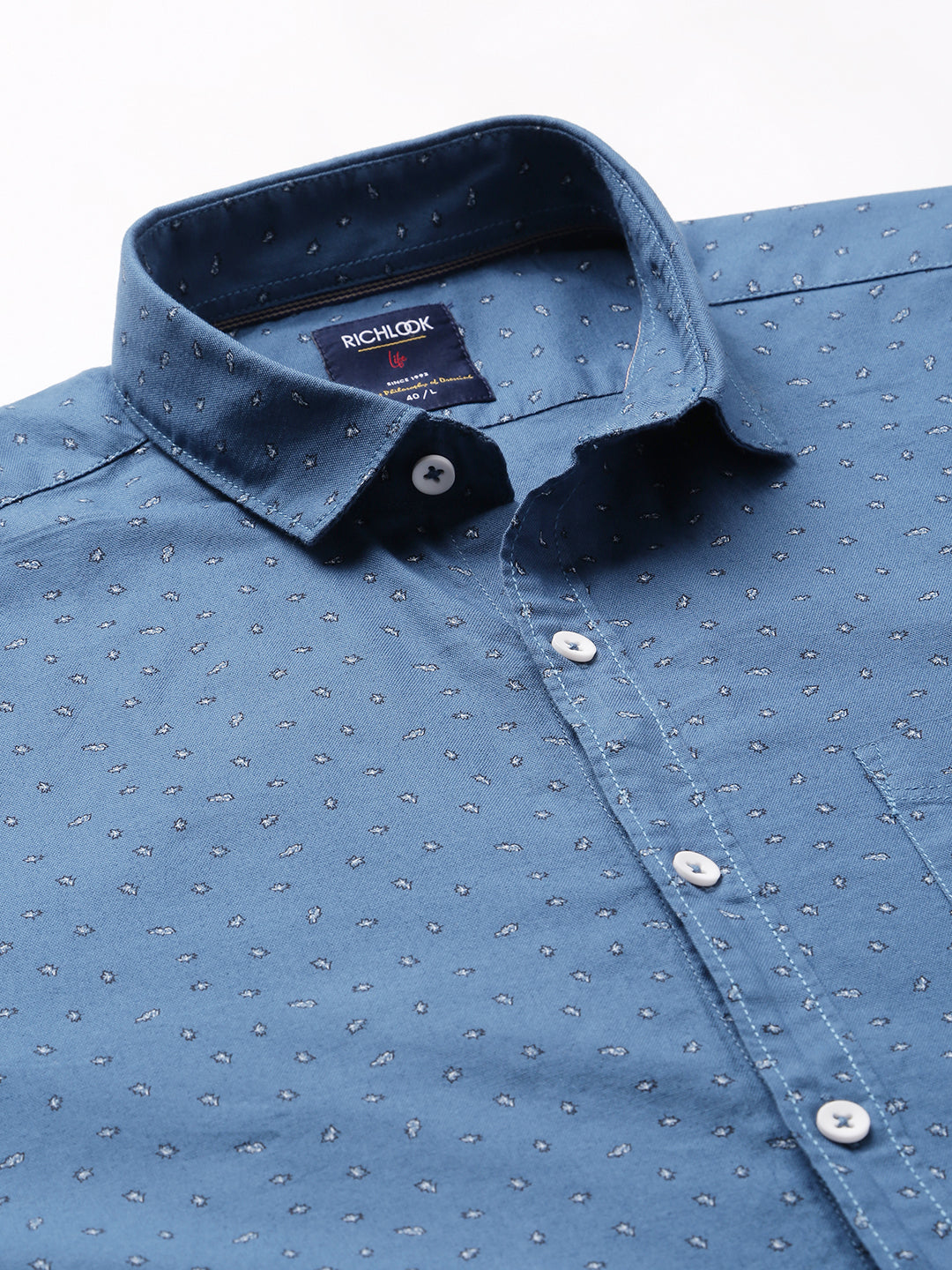 Men Teal Slim Fit Printed Casual Shirt