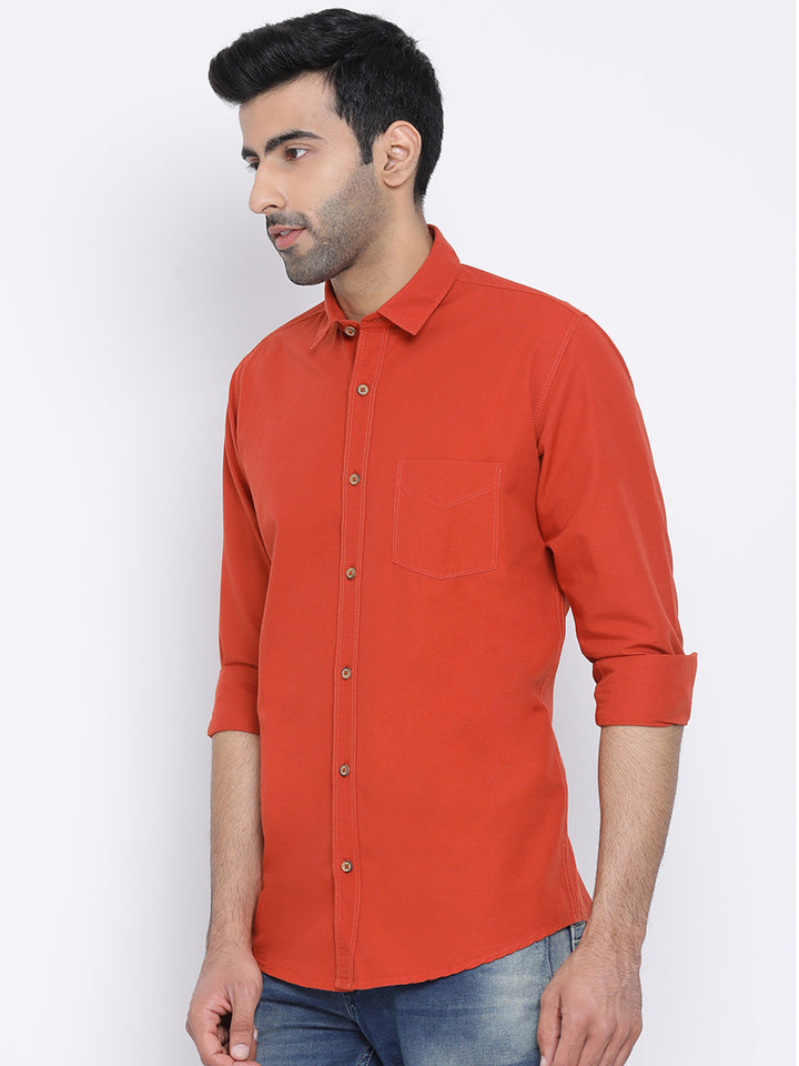 Rust Slim Fit Casual Shirt