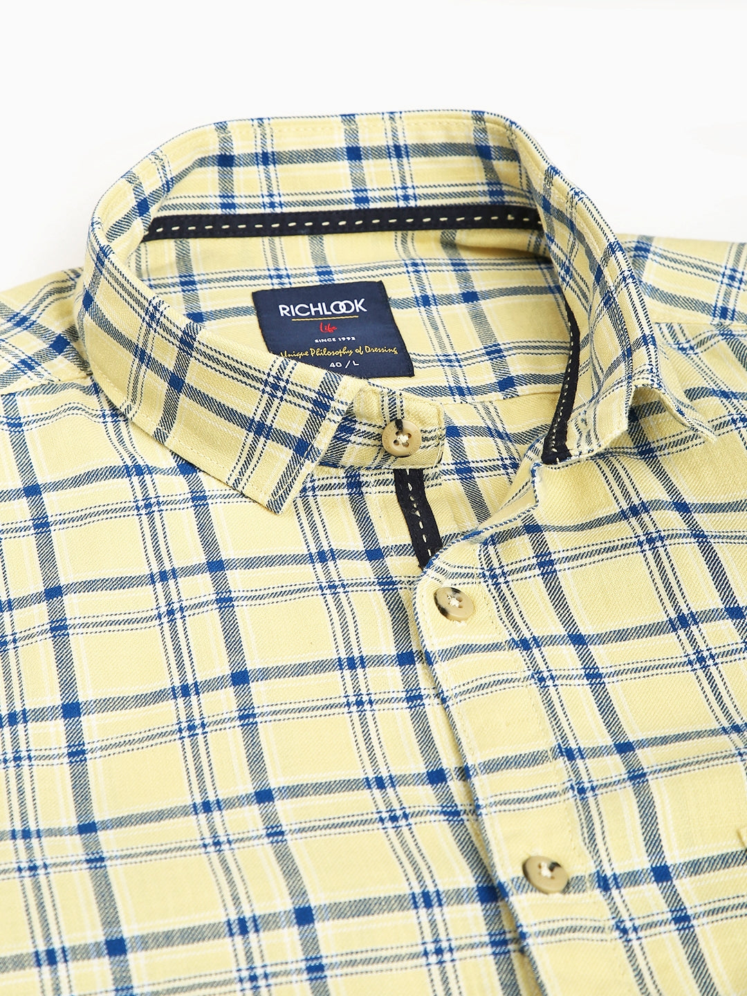 Men Yellow Slim Fit Checkered Casual Shirt