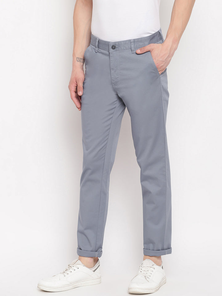 Men Light Blue Casual Slim Fit Trouser