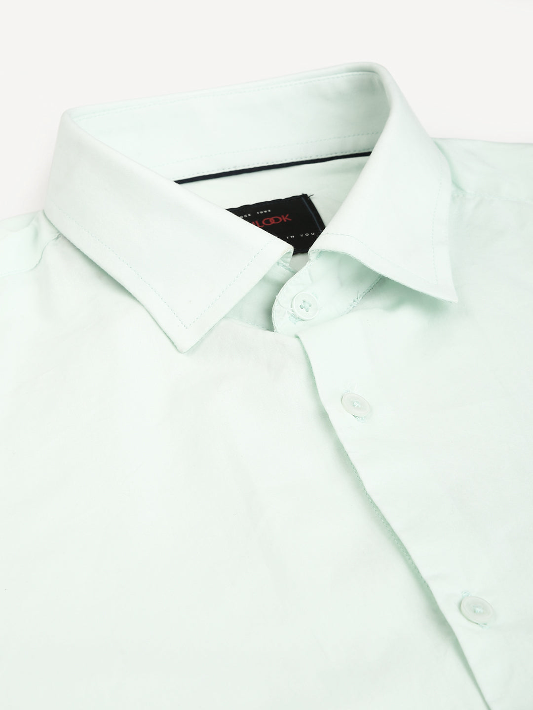 Men Light Green Regular Fit Solid Formal Shirt