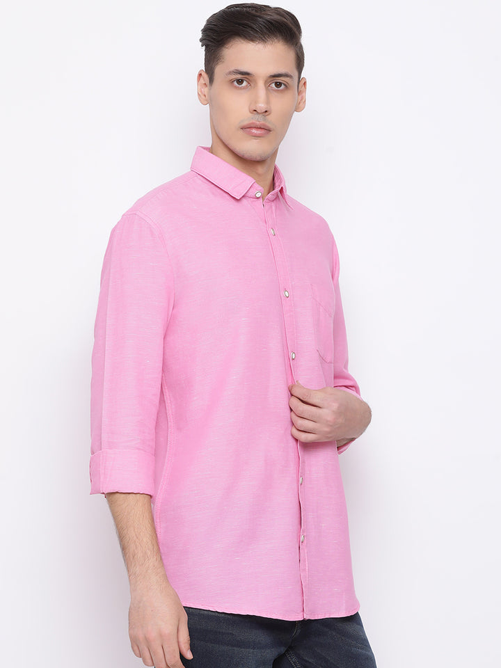 Pink Slim Fit Casual Shirt