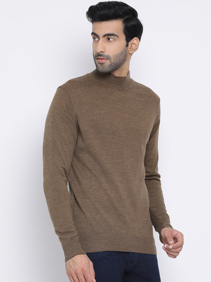 Brown Round Neck Casual Sweater