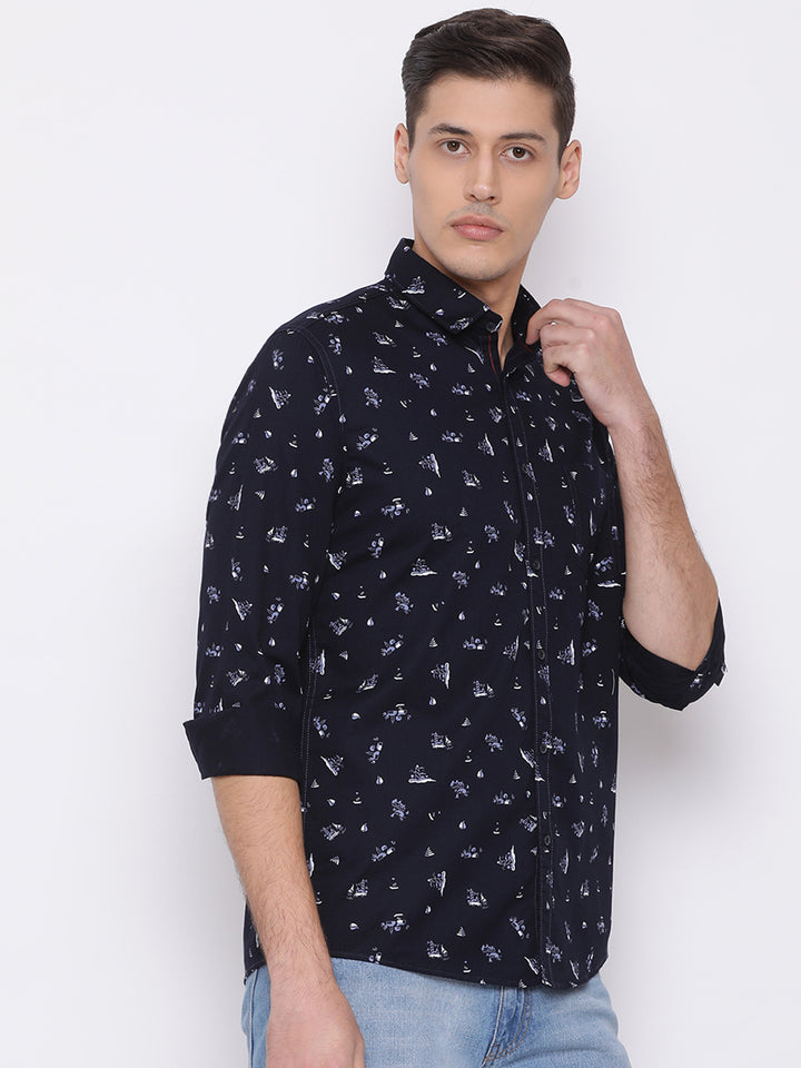 Navy Slim Fit Casual Shirt