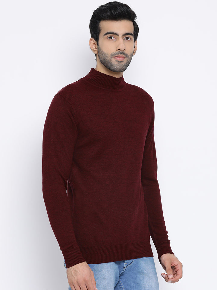 Wine Round Neck Casual Sweater