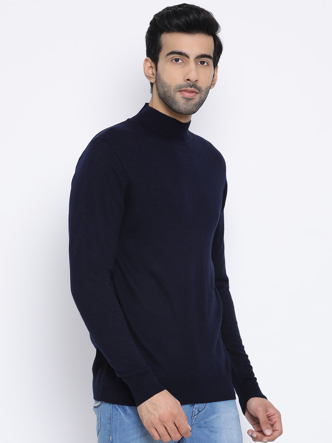 Navy Round Neck Casual Sweater