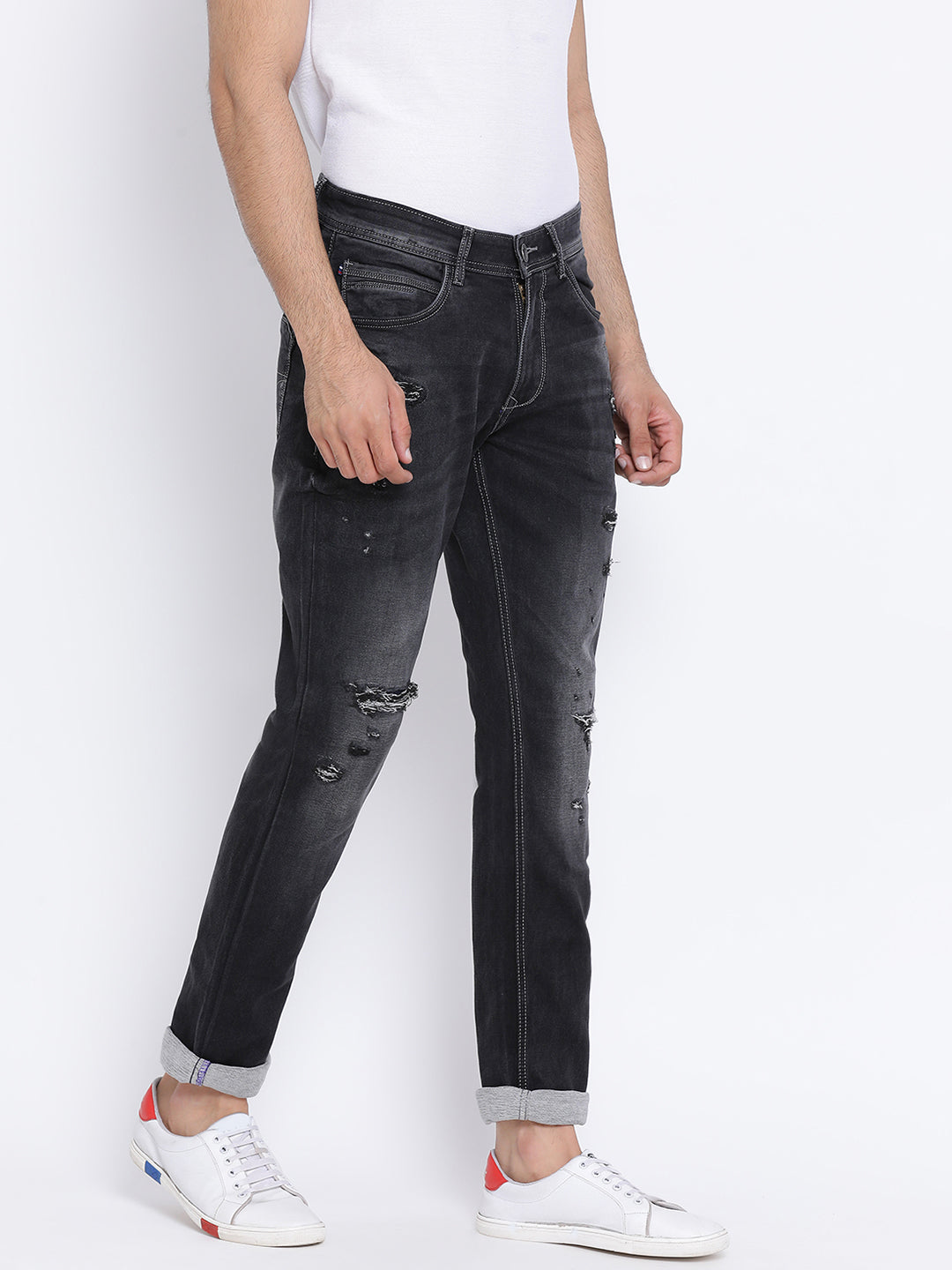 Men Smoke Mid Rise Stretchable Jeans