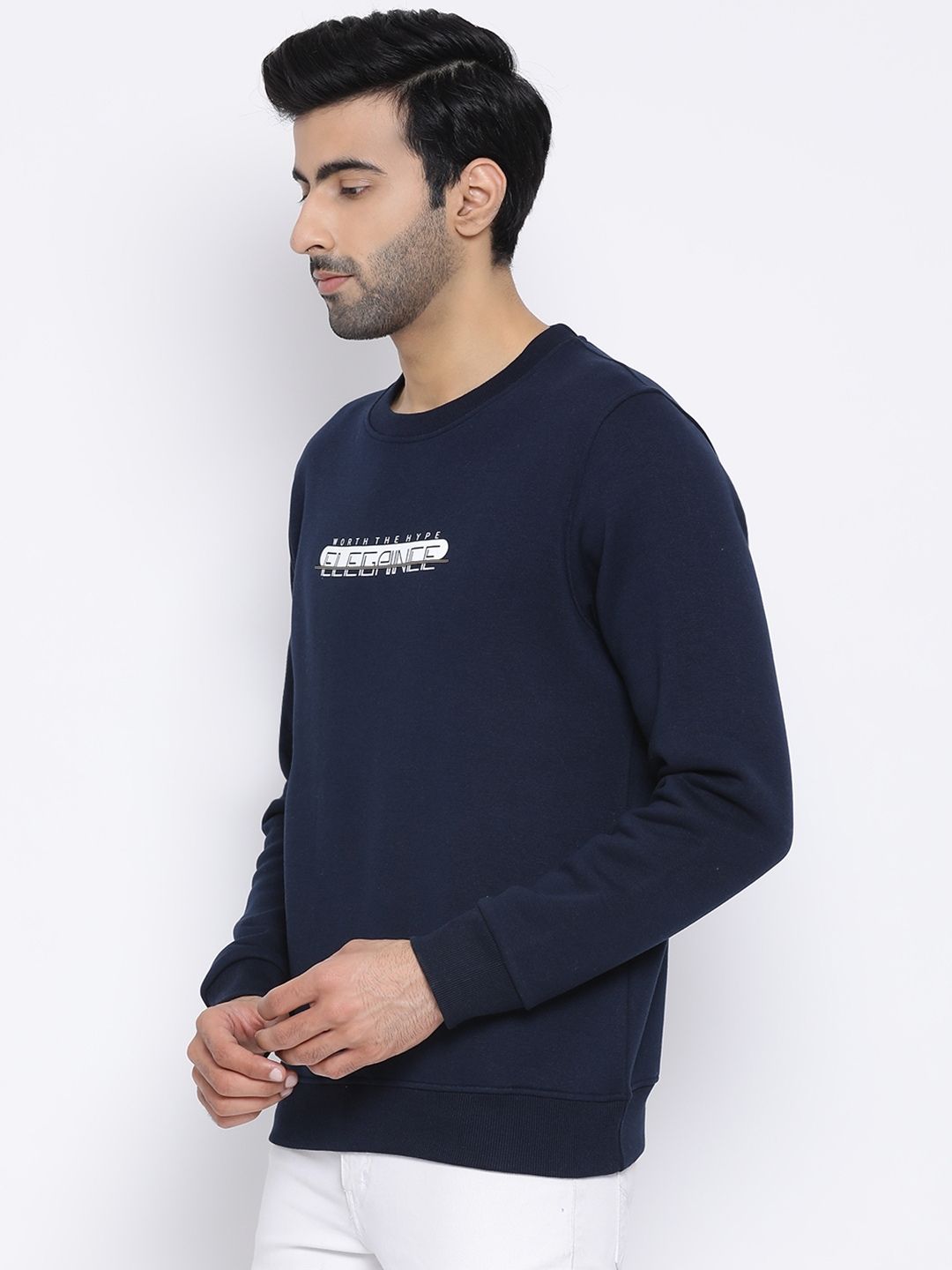 Men Air Force Regular Fit Crew Neck Navy blue Sweat Shirt