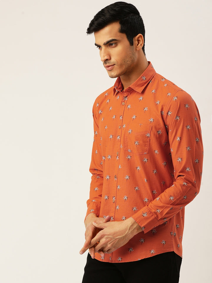 Orange Slim Fit Casual Shirt