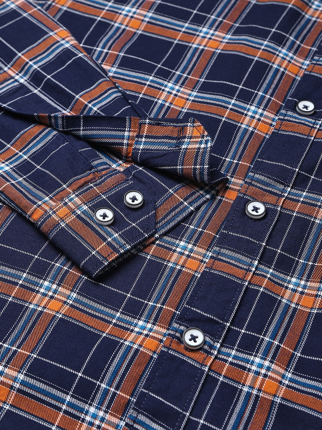 Men Rust Slim Fit Checkered Casual Shirt