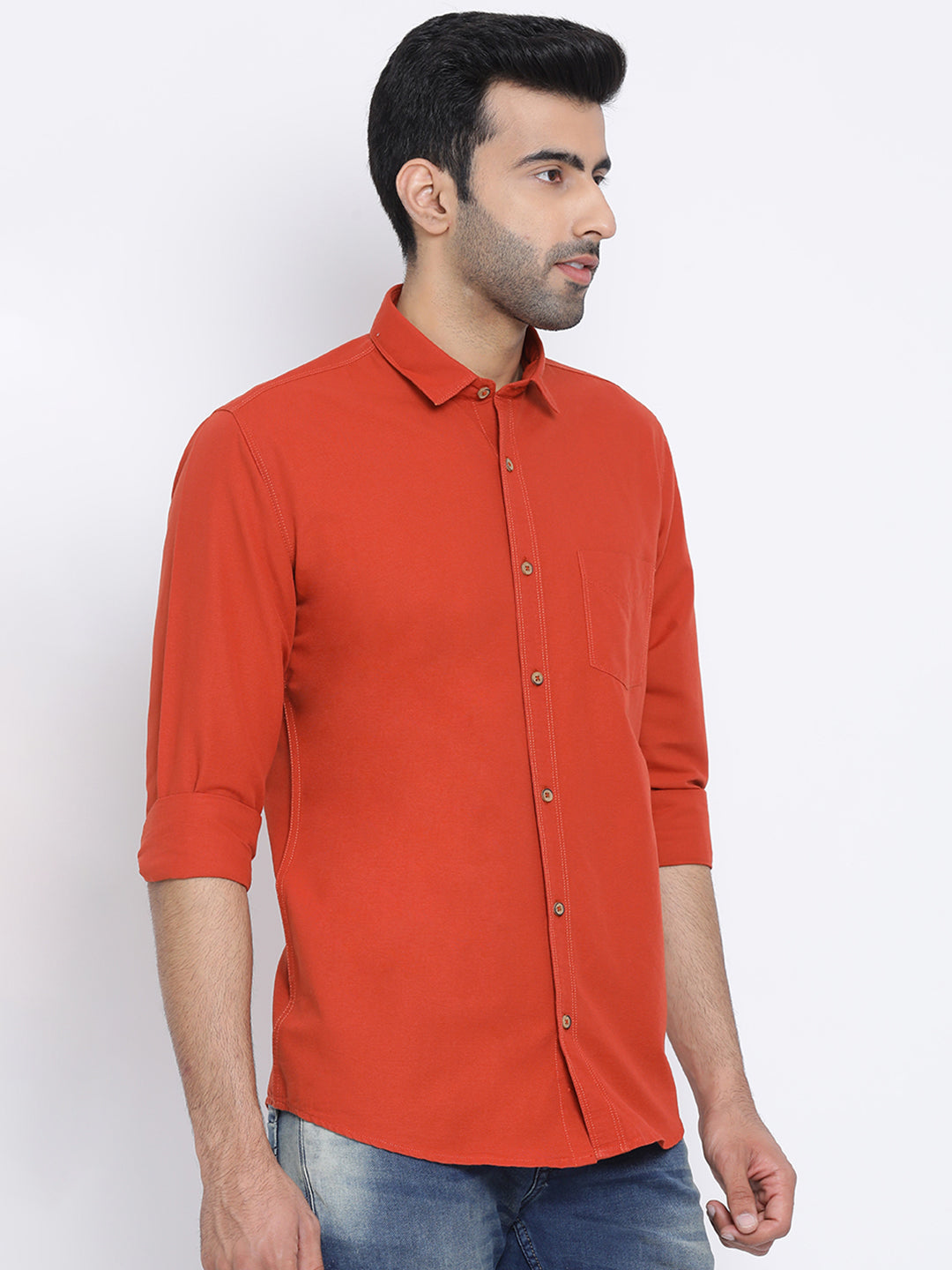 Rust Slim Fit Casual Shirt