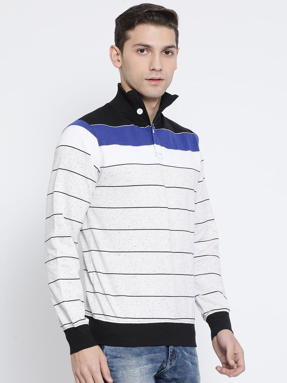 Richlook White & Blue Hanley Sweat Shirt