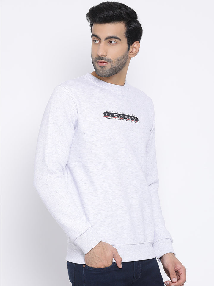 Men Melange Regular Fit Crew Neck Sweat Shirt