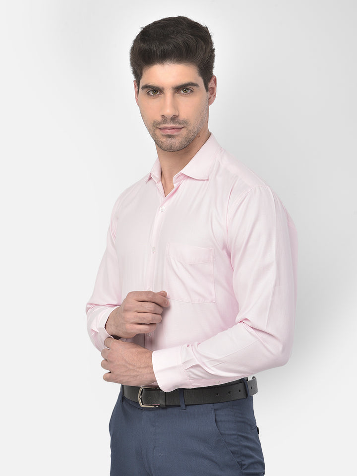 Men Pink Regular Fit Solid Formal Shirt