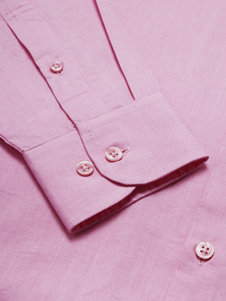 Men Pink Regular Fit Solid Formal Shirt