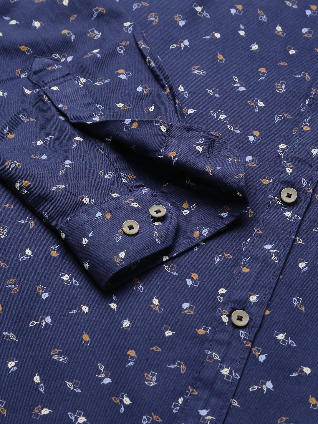 Men Navy Slim Fit Printed Casual Shirt