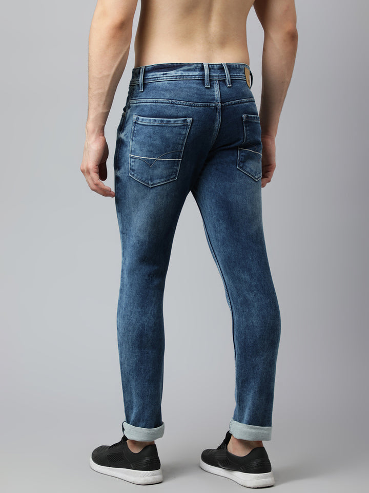 Men Ice Blue Slim Fit Mid Rise Clean Look Stretchable Jeans