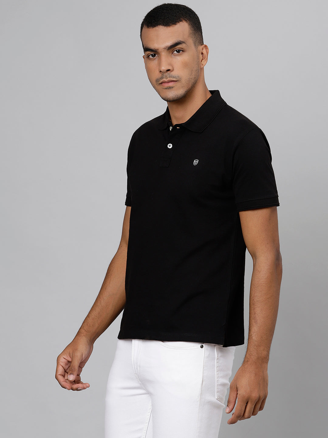 seven rocks solid men polo neck white black t shirt