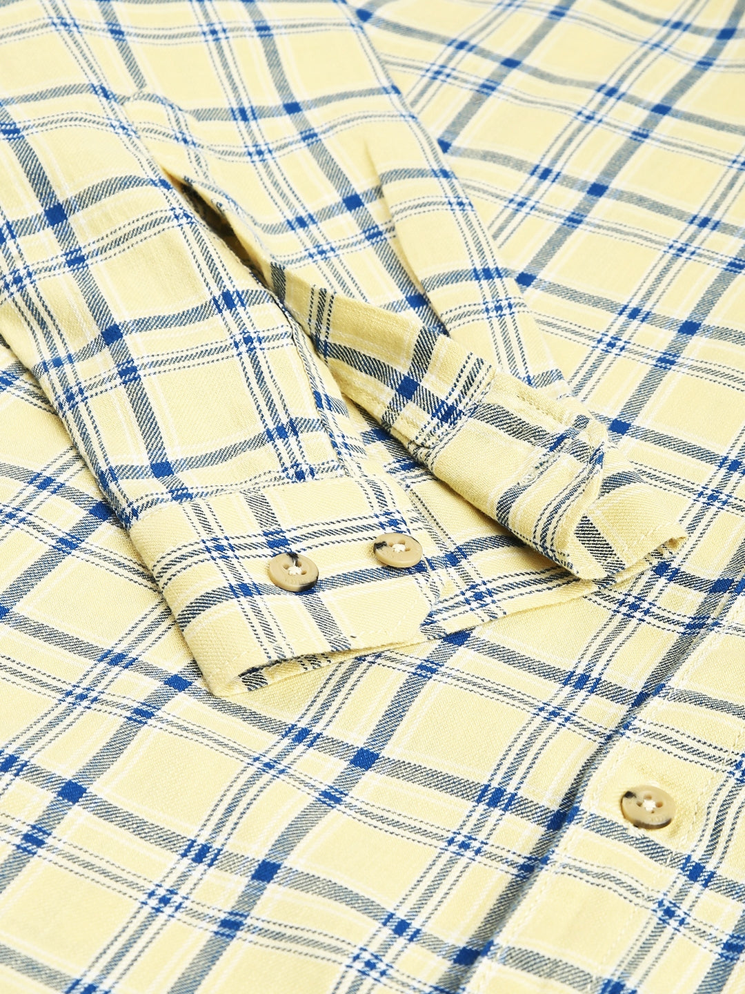 Men Yellow Slim Fit Checkered Casual Shirt