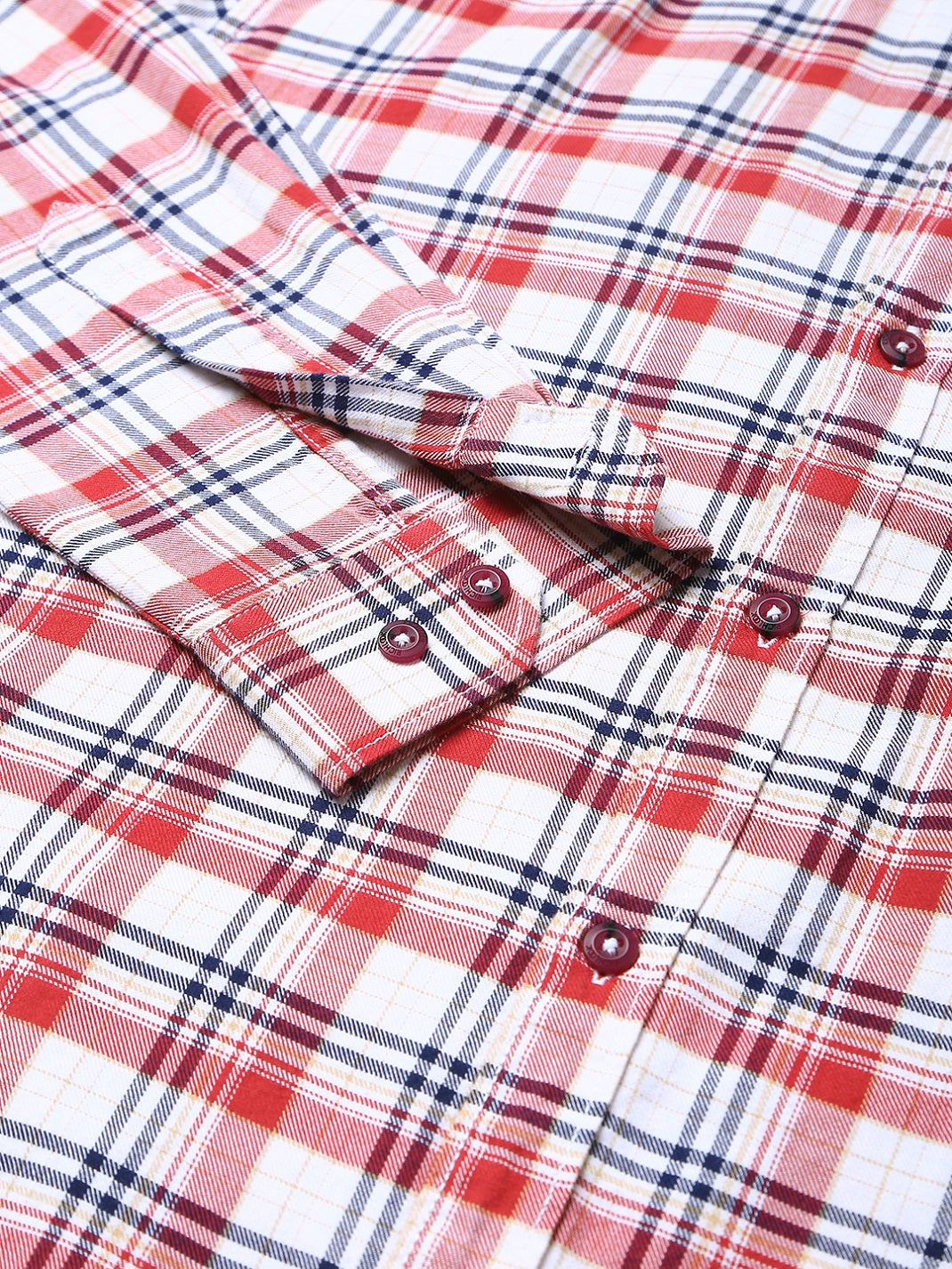 Men Red Slim Fit Checkered Casual Shirt