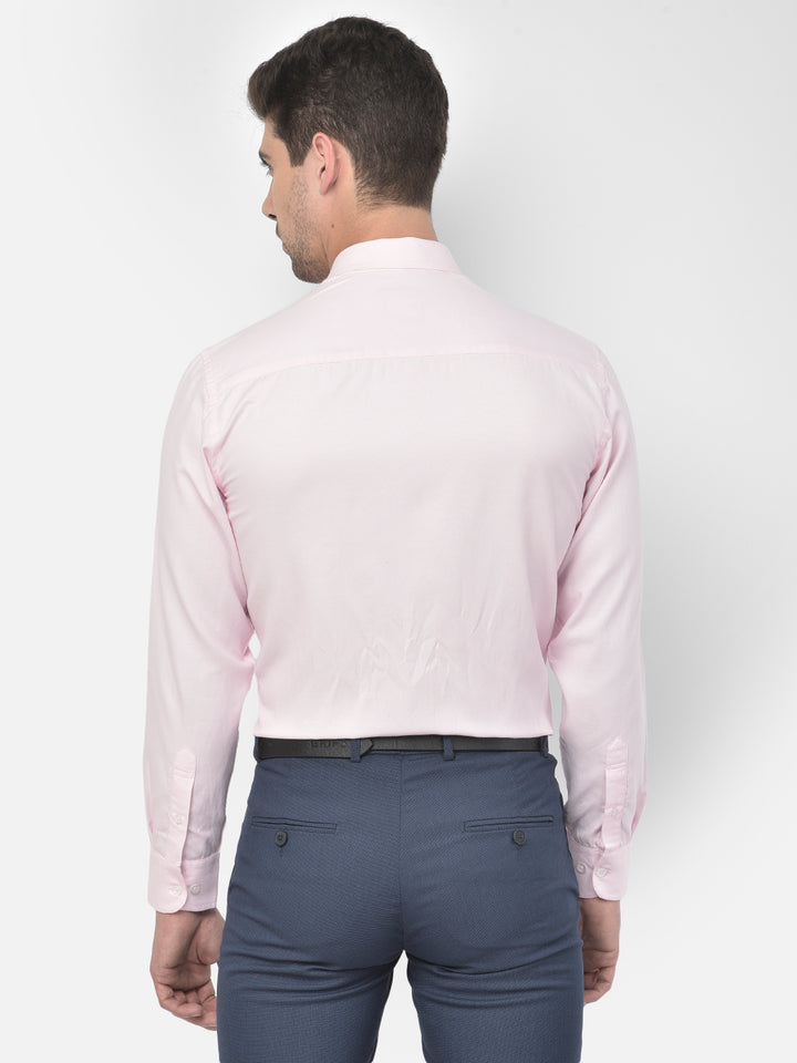 Men Pink Regular Fit Solid Formal Shirt