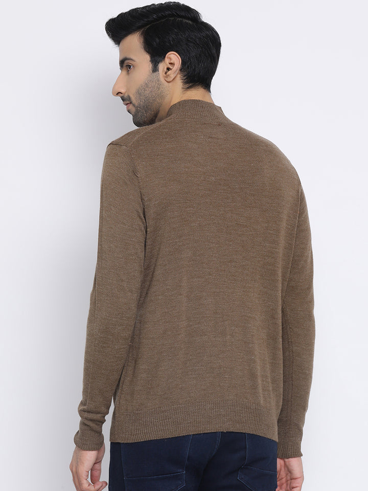 Brown Round Neck Casual Sweater