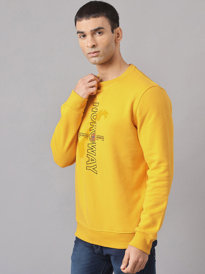 Men Yellow Regular Fit Crew Neck Sweat Shirt