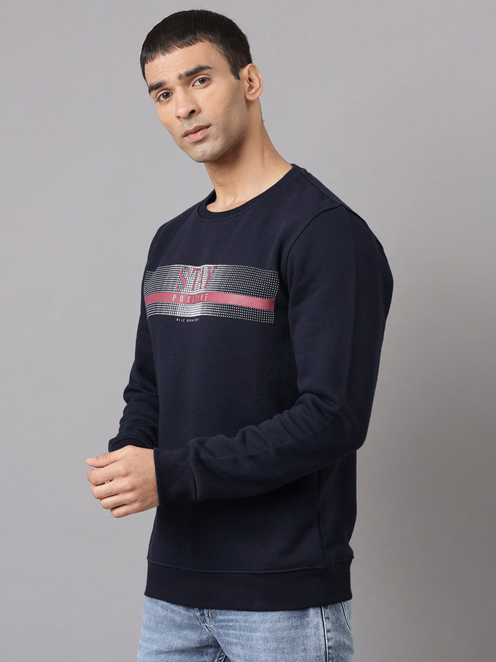 Men Navy Regular Fit Crew Neck Sweat Shirt