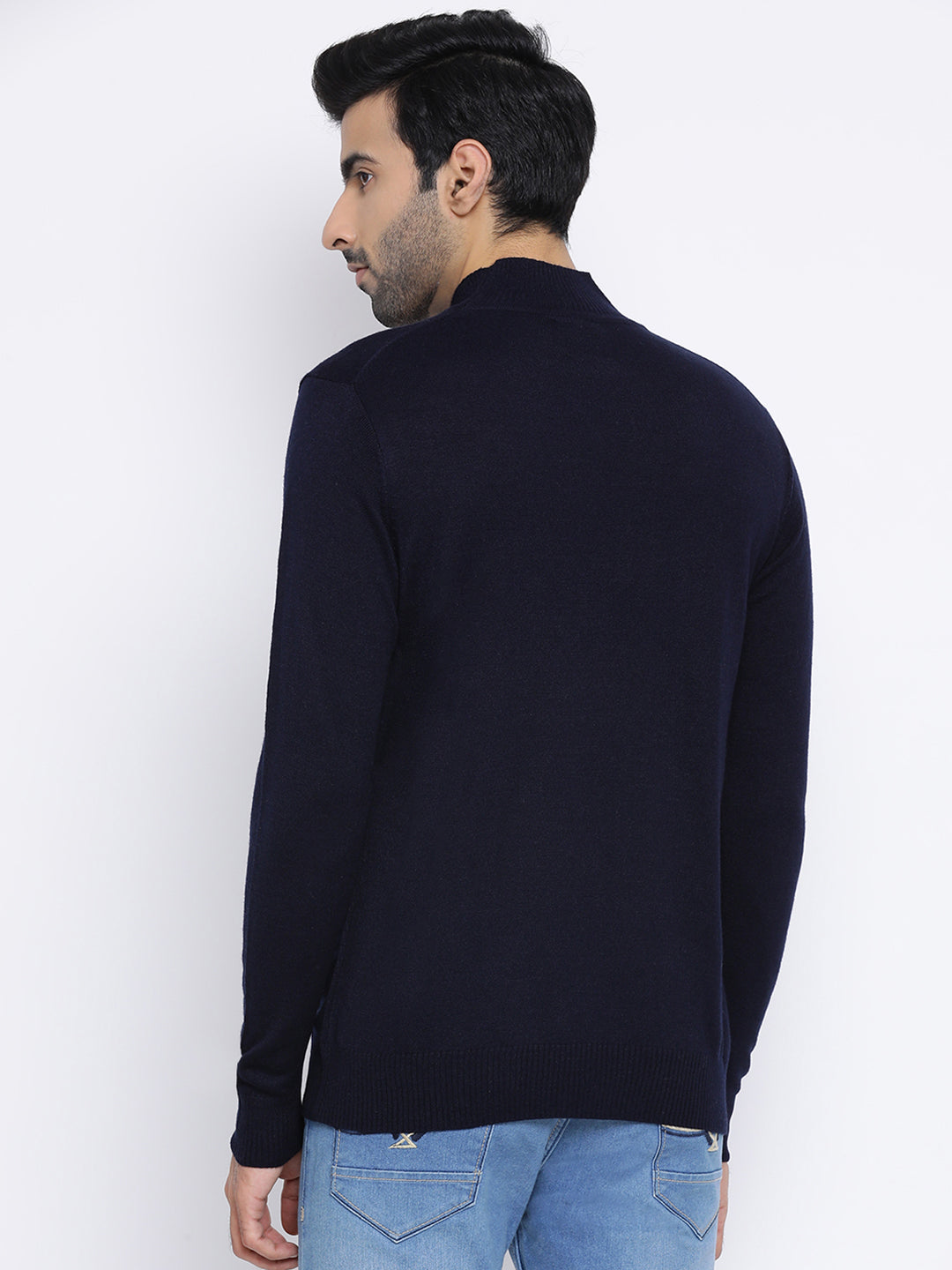 Navy Round Neck Casual Sweater