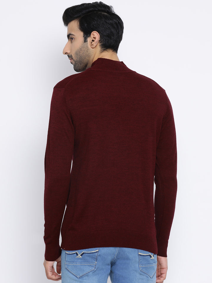 Wine Round Neck Casual Sweater