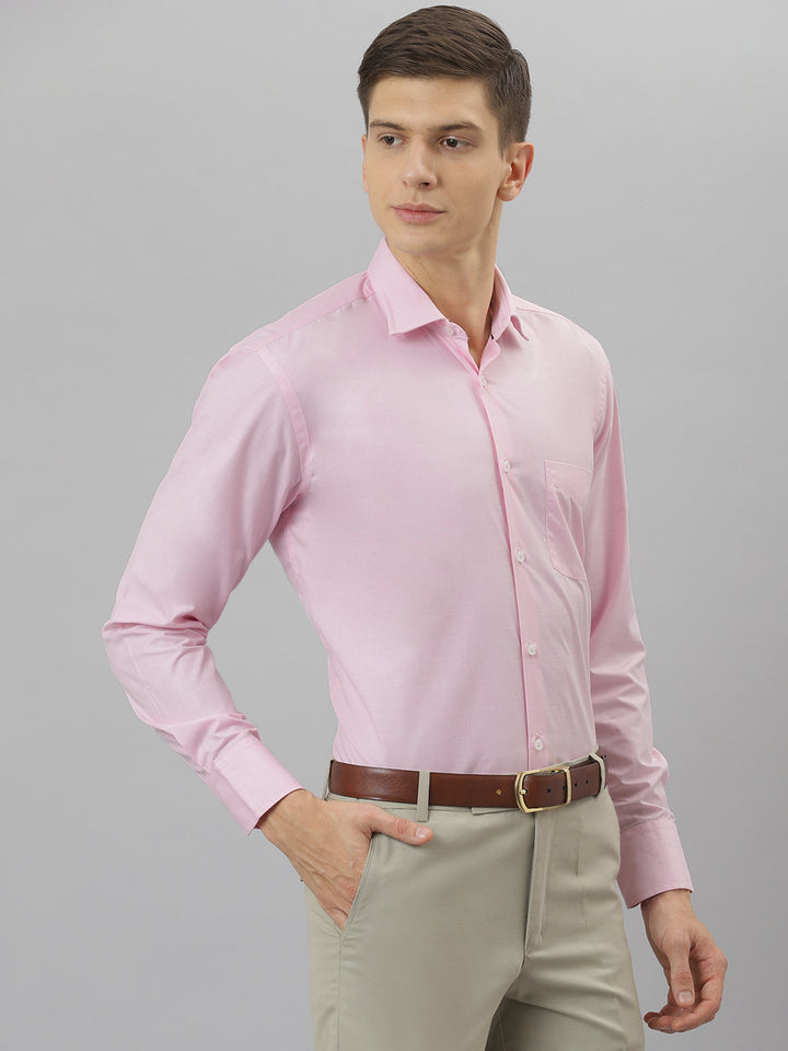 Men Pink Regular Fit Solid Formal Shirt