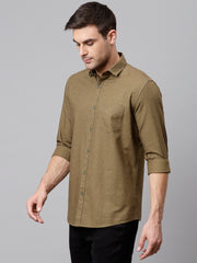 Men Olive Slim Fit Printed Casual Shirt