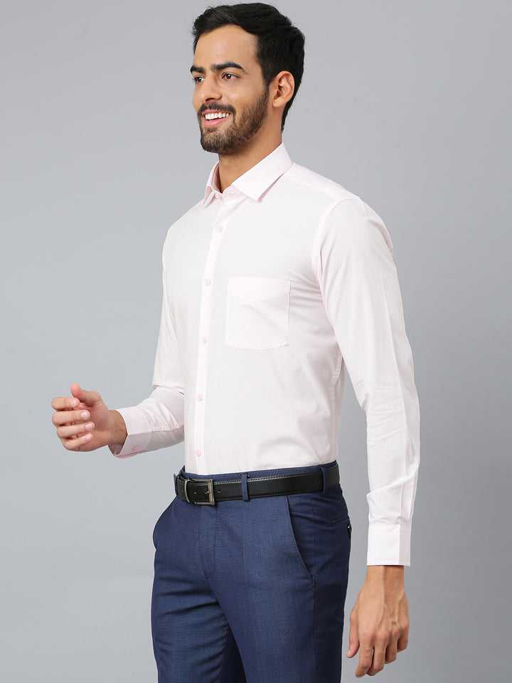 Men Pink Regular Fit Solid Formal Shirt