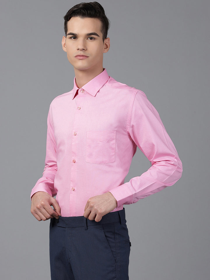 Men Pink Regular Fit Solid Formal Shirt