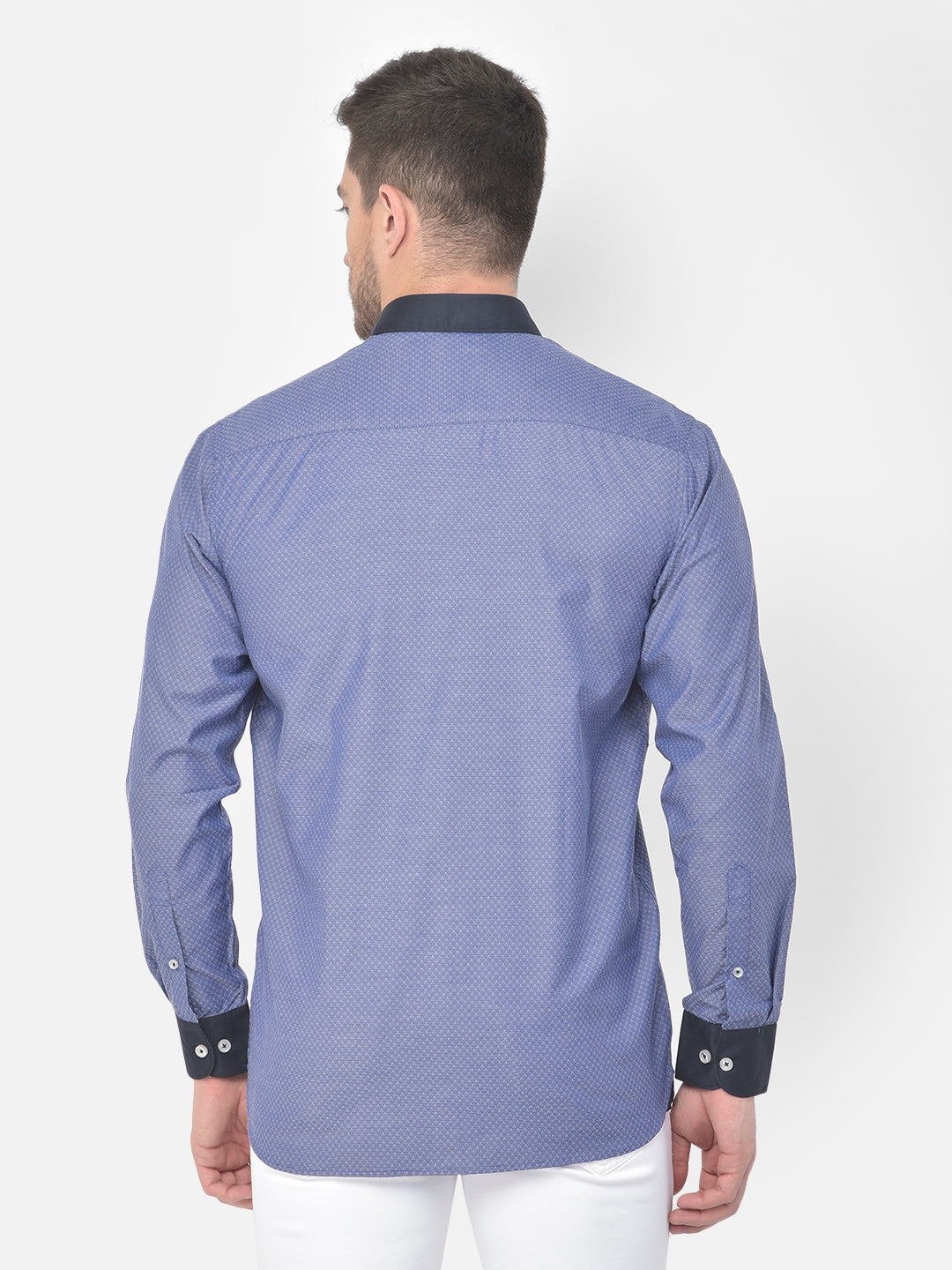 Men Blue Slim Fit Printed Casual Shirt