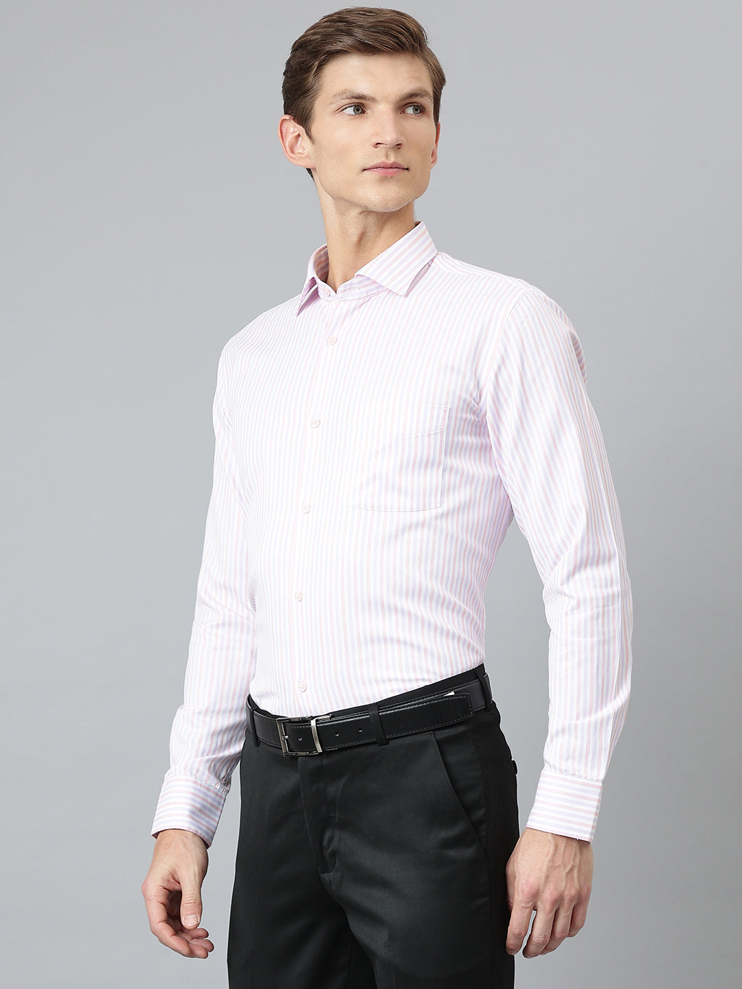 Men Pink Regular Fit Solid Formal Shirt