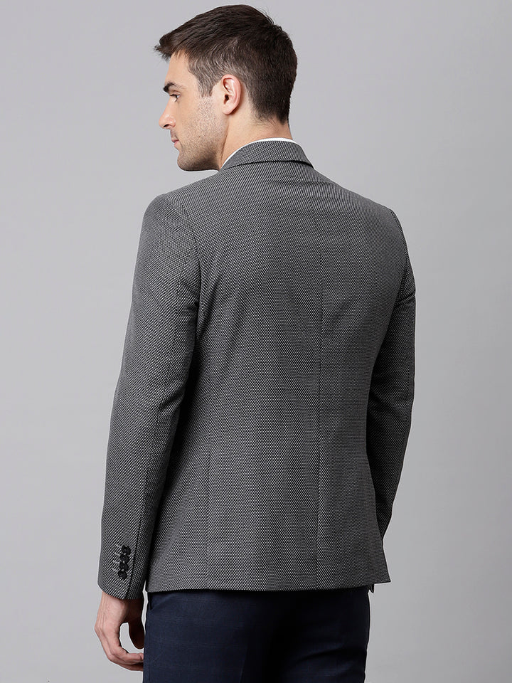 Men Grey Regular Fit Solid Formal Blazer