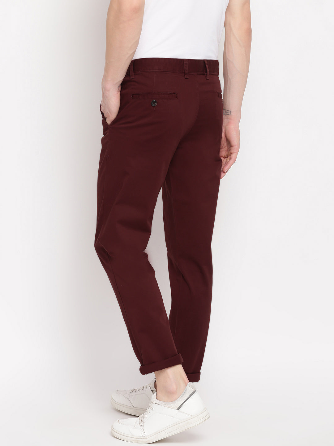 Men Maroon Casual Slim Fit Trouser