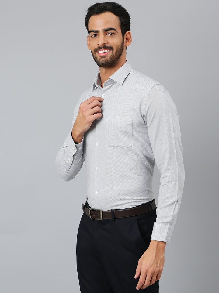 Men Grey Regular Fit Solid Formal Shirt