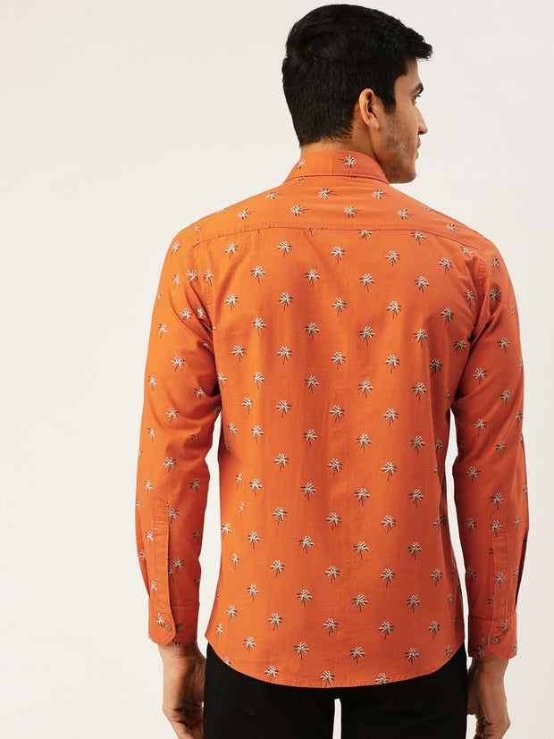 Orange Slim Fit Casual Shirt