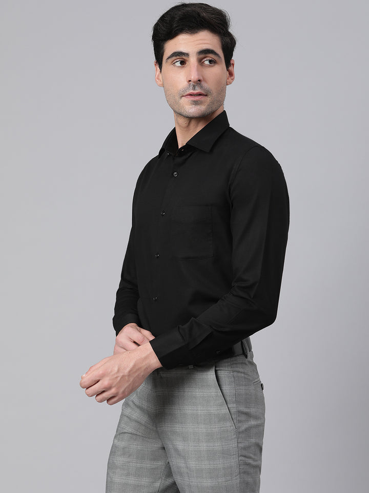 Men Black Regular Fit Solid Formal Shirt