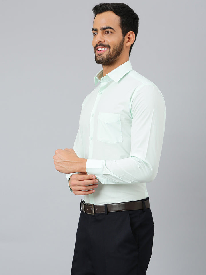 Men Light Green Regular Fit Solid Formal Shirt