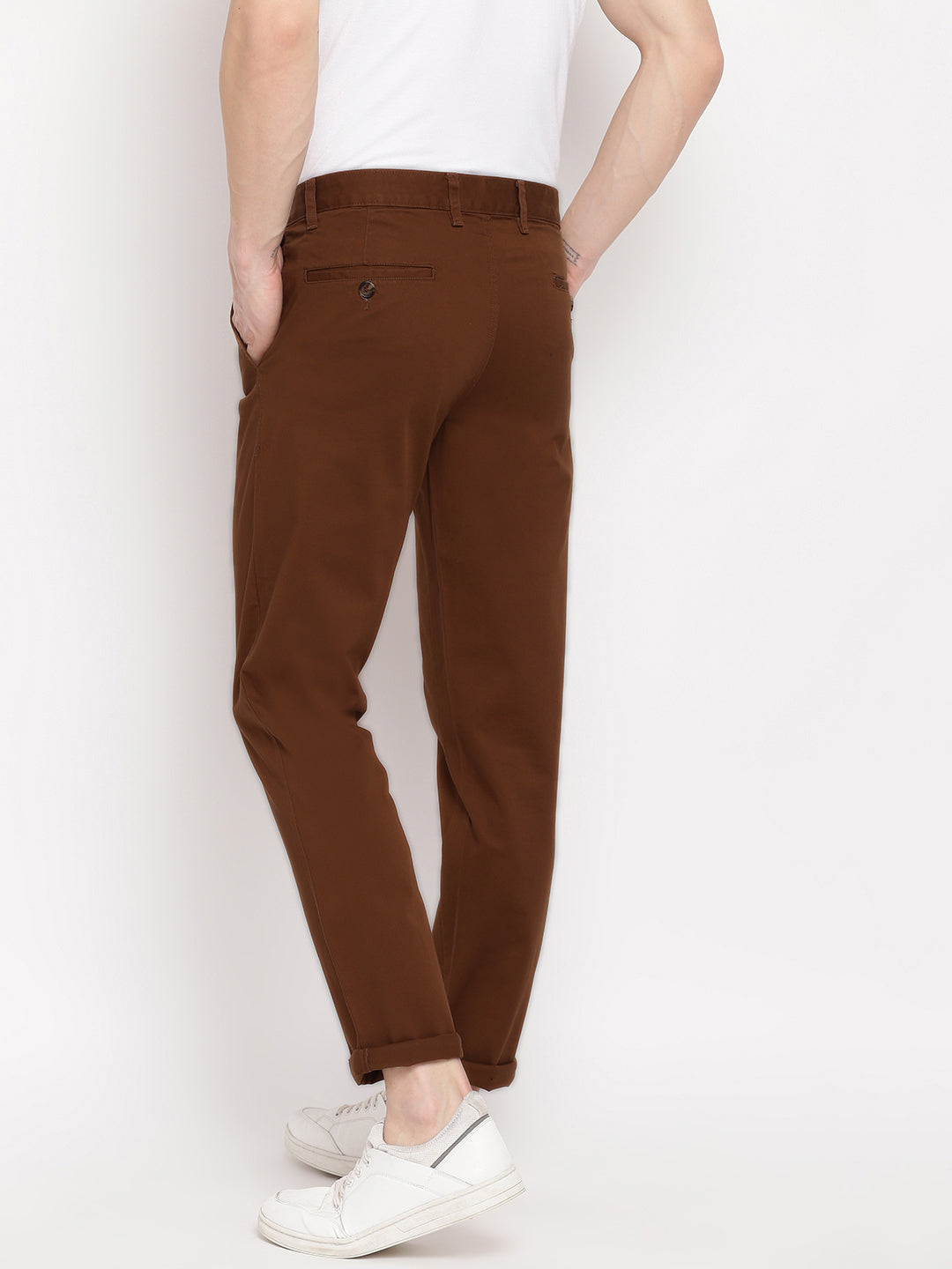 Men Brown Casual Slim Fit Trouser