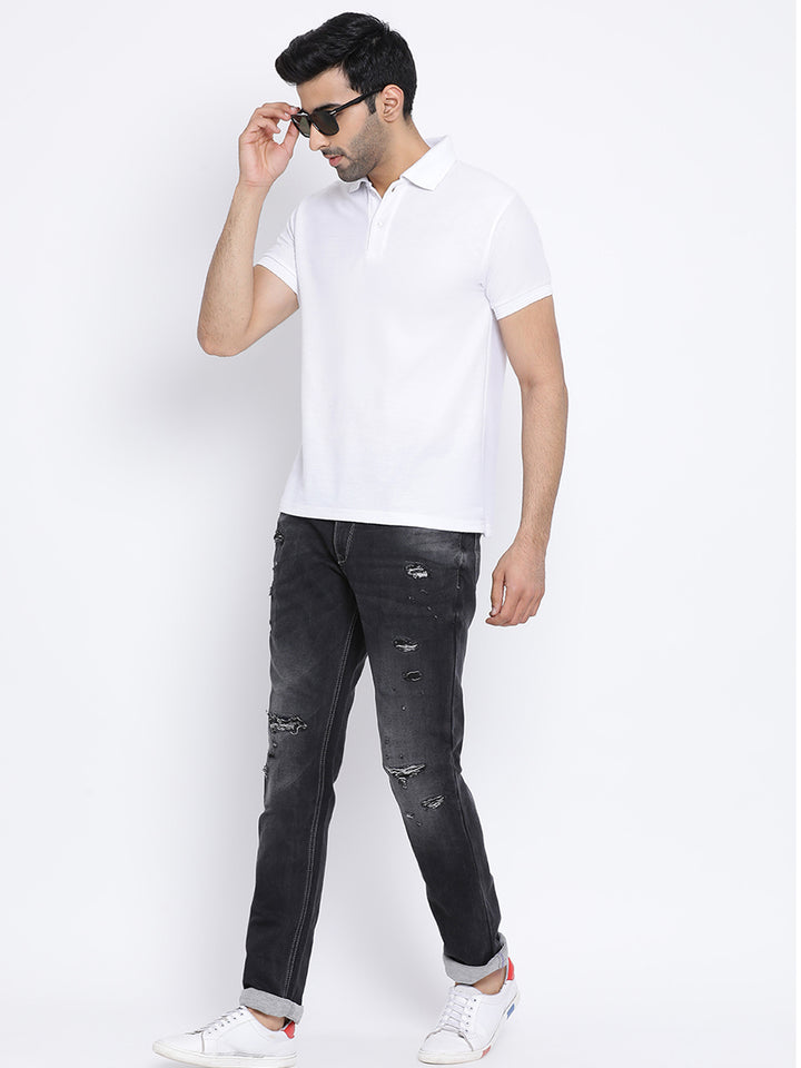 Men Smoke Mid Rise Stretchable Jeans